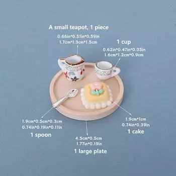 5 шт. кукольный домик имитация миниатюрная посуда фарфор керамическая чашка для чая торт деревянная доска ложка кухонная мебель игрушки