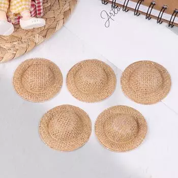 5 шт., кукольный домик, плетенная вручную соломенная шляпа, кукла, мини-красочная шляпа, украшение для кукольного домика, аксессуары для детей, ролевые игры, игрушки кофейный