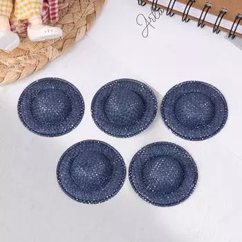 5 шт., кукольный домик, плетенная вручную соломенная шляпа, кукла, мини-красочная шляпа, украшение для кукольного домика, аксессуары для детей, ролевые игры, игрушки