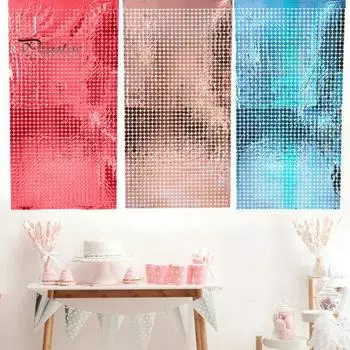 5 шт. квадратный занавес с мишурой, фон для вечеринки, блестящая фольга, занавеска с бахромой, декор для вечеринки, фон для фотобудки, стримеры золотистый