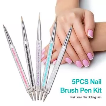 5 шт., лайнер для дизайна ногтей, УФ-гель для рисования, кисть для дизайна ногтей, ручка для рисования, точечная ручка для рисования ногтей разноцветный