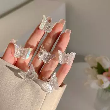 5 шт., лазерные прозрачные мини-когти для волос в форме бабочки для женщин и девочек, милые заколки для маленьких детей, заколки для волос, матовые аксессуары для волос