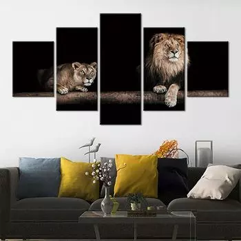 5 шт. лев львица животное современный декор холст настенное искусство HD печать фотографии картины плакат домашний декор декор комнаты без рамки 20x35 20x45 20x55cm