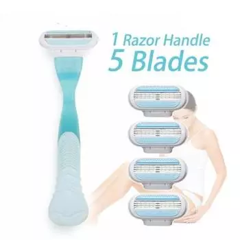 5 шт. Лезвия 1 шт. Держатель для женской бритвы, лезвия для бритья, женские бритвенные лезвия розовый