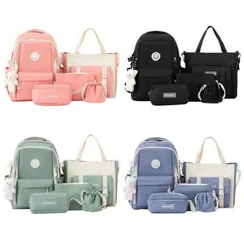 5 шт., лоскутные сумки, холщовые школьные сумки для учащихся начальной и средней школы синий