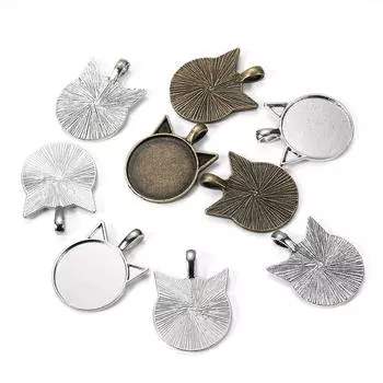 5 шт./лот 25 мм с покрытием в виде кабошона в кошачьем стиле, базовая установка, подвески, подвески, пустые подставки для ожерелья, аксессуары для ювелирных изделий своими руками