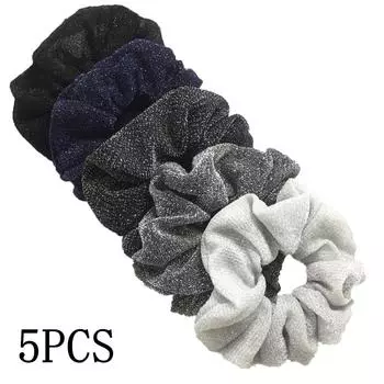 5 шт./лот Блестящие резинки для волос с пайетками для девочек, Эластичные резинки для волос, Скранчи, Резинки для хвостика, Резинки для девочек, Блестящие