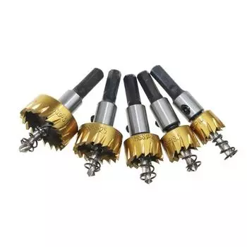 5 шт./лот HSS титановая кольцевая пила твердосплавный наконечник сверло комплект 16/18.5/20/30 мм металлический сплав сверло для алюминиевых дверей и окон отверстие