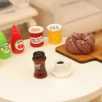 5 шт./лот кукольный домик аксессуары своими руками миниатюрная кофейная банка хлеб намазка фруктовый соус джем еда модель кухонный декор игрушка