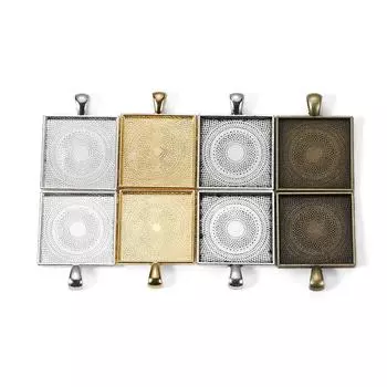 5 шт./лот, квадратные кабошоны, основы, 25 мм, подвесные безели, лотки для DIY, принадлежности для изготовления ювелирных изделий