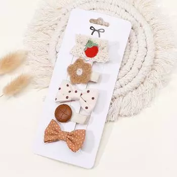 5 шт./лот Новая клубничная кружевная заколка-бант для волос, резинка для волос, заколки для волос для детей, модный головной убор, не повреждающий волосы, детские аксессуары для волос Size fits all