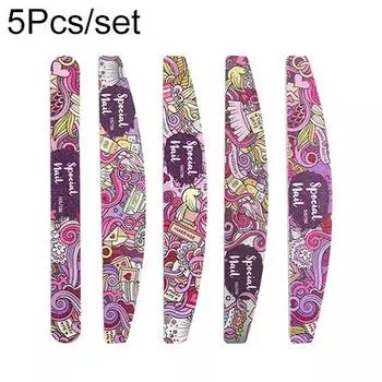 5 шт./лот пилочка для ногтей прочная полоска для маникюра слишком фиолетовая розовая профессиональная полоска для песка двойная зернистость 100/120/180/240