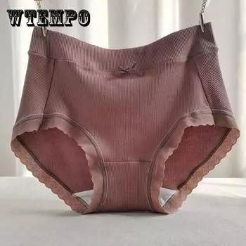 5 шт./лот, сексуальные кружевные трусики, женские трусы с высокой талией, подтягивающие живот, дышащие уютные женские корректирующие нижнее белье, хлопковые трусы 5pc M разноцветный