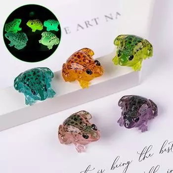 5 шт./лот светящиеся фигурки лягушек ландшафтные подарки смоляные миниатюрные лягушки светятся в темноте садовая статуя украшение для лужайки фея украшение