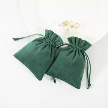5 шт./лот темно-зеленая замшевая сумка для ювелирных изделий мягкая бархатная грибная упаковка открытого типа с завязками для хранения колец сережек органайзер 7x9cm бежевый