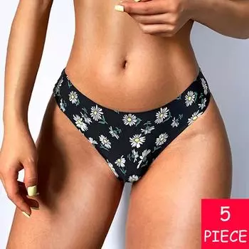 5 шт./лот, женское сексуальное нижнее белье с цветами, соблазнительные трусики с низкой талией, стринги, дышащее нижнее белье без следов, стринги, нижнее белье L