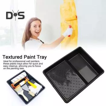 5 шт. лоток для краски, легко очищаемые лотки для краски с текстурой, универсальный многоразовый роликовый лоток для краски для покраски стен 9inch чёрный