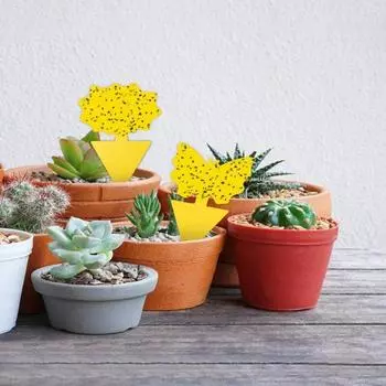 5 шт., ловушка для мух, липкая двухсторонняя сильная липкость, желтая ловушка для мух в форме бабочки, бумажная липкая доска для тли, садовые принадлежности G жёлтый