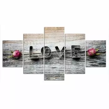 5 шт. любовь с цветочным принтом розовая роза 5 шт. картины холст картины настенное искусство без рамки современный абстрактный HD принт домашний декор 5 шт. 20x35 20x45 20x55cm
