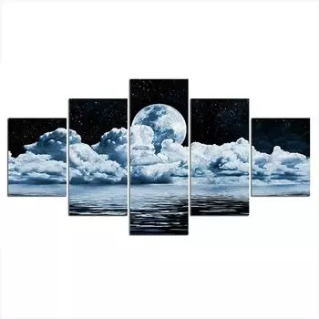 5 шт., лунные облака, морской ночной декор, 5 шт., картины, настенный постер, HD печать, домашний декор, современные картины на холсте без рамки 20x35 20x45 20x55cm
