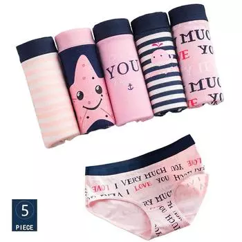 5 шт. M-XXL женские трусики, хлопковое женское нижнее белье с принтом, дышащие трусики для девочек, милые трусы с героями мультфильмов M