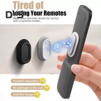 5 шт. Магнитный держатель для пульта дистанционного управления, настенное крепление, свободное отверстие, простая установка, самоклеящийся держатель для хранения пульта дистанционного управления для телевизора серый