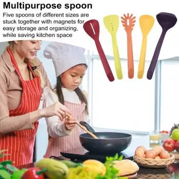5 шт., магнитный компактный набор посуды для кухни, многофункциональный держатель для суповой ложки, можно мыть в посудомоечной машине, использовать в домашнем ресторане 1 Set
