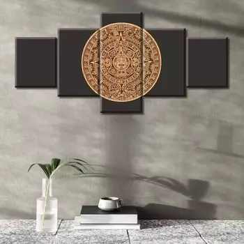 5 шт. майя ацтекский календарь с подошвой, древняя Мексика, картины с принтом, серый современный дом, настенный домашний декор, современный абстрактный холст 20x35 20x45 20x55cm