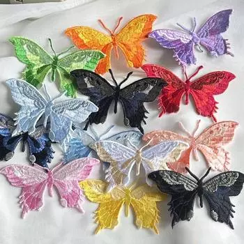 5 шт., маленькая нашивка-бабочка, наклейка на одежду, вышитые тканевые наклейки, шапки, шпилька для волос, головной убор, юбка, обувь и декоративные аксессуары, сделай сам 8*5cm