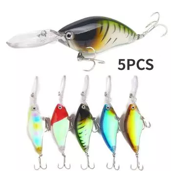 5 шт., маленькая толстая рыбка, блестящая рыбка, глубокое погружение, бросок, искусственная приманка, морская пресноводная приманка 5PCS