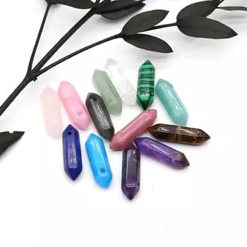 5 шт. маленький натуральный камень с отверстием кулон шестиугольный конус кристалл женские подвески для изготовления ювелирных изделий DIY ожерелье браслет аксессуары 6x25 мм 5Pcs/6x25mm