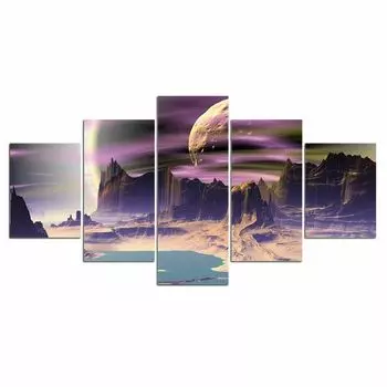 5 шт., Марс, Луна, планеты, Вселенная, Декор, холст, картины, настенная HD печать, без рамки, 5 панелей, декор для комнаты, современный абстрактный 5 шт. 20x35 20x45 20x55cm