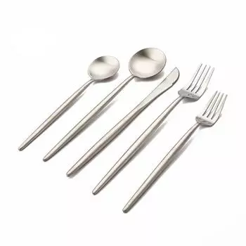 5 шт. матовая серебряная столовая посуда из нержавеющей стали 18/10, роскошный набор столовых приборов, столовая посуда, нож, десертная вилка, ложка, набор столовых приборов, можно мыть в посудомоечной машине серебряный