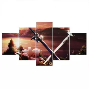 5 шт., меч, цветок, пейзаж, природа, картины, холст, художественный постер, HD печать, декор для комнаты, абстрактные 5 шт., современные картины без рамки 20x35 20x45 20x55cm