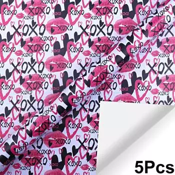 5 шт. мелованной бумаги премиум-класса для рукоделия и обложки для книг, уникальный узор ко Дню святого Валентина, романтическая упаковка для подарков, праздничные украшения