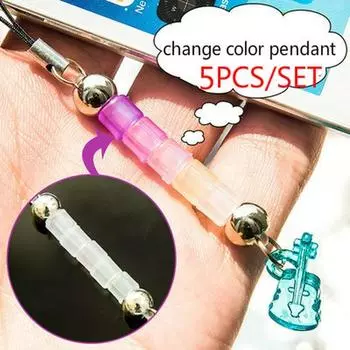 5 шт., меняющие цвет, новый тест на устойчивость к ультрафиолетовому излучению, цепочка для мобильных телефонов, изменение цвета зависит от ультрафиолетового света