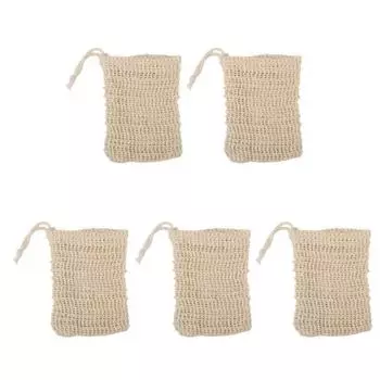 5 шт. мешок для хранения мыла с шнурком легкий портативный многоразовый пенящийся сетчатый мешок для сушки мыла отшелушивающий чехол 5pcs бежевый
