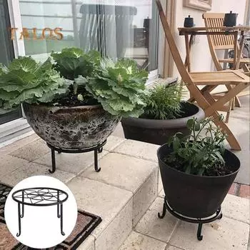 5 шт. металлическая подставка для растений, круглая антикоррозийная подставка для цветочного горшка, полая конструкция, садовая стойка для цветов, напольная стойка, сверхмощная подставка для цветочного горшка для помещения чёрный