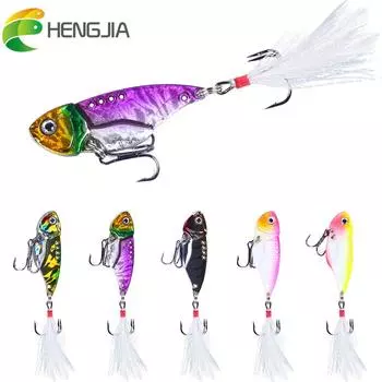5 шт., металлическая рыболовная приманка Hengjia VIB, приманка для щуки, лодка, рыболовные крючки, оборудование, вибрационная приманка 5,5 см/11 г зелёный