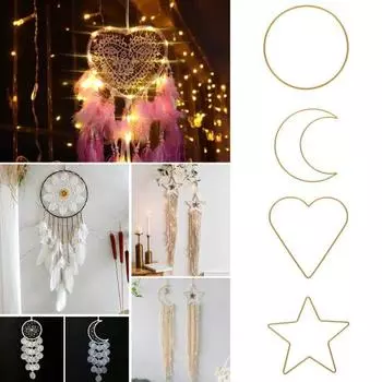 5 шт. металлические кольца DIY ремесла сердце/луна/пятиугольник/круглые рождественские поделки свадебный венок аксессуары для ловца снов Moon