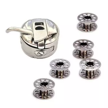 5 шт. металлические шпульки и 1 шт. шпульный чехол шпульный держатель для домашней швейной машины DIY рукоделие швейные аксессуары LXY