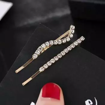 5 шт., металлические заколки для волос с блестящими стразами для женщин, модные простые золотые, серебряные заколки для волос, аксессуары для волос для девочек, заколки, ювелирные изделия