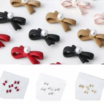 5 шт. металлических гвоздиков для дизайна ногтей 3D подвески для дизайна ногтей металлические украшения для дизайна ногтей жемчуг банты аксессуары для украшения ногтей чёрный