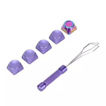 5 шт. металлических колпачков для клавиш, специальное цветное покрытие, красивые текстуры, декоративные колпачки для клавиш XDA фиолетовый