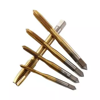 5 шт. Метчик с титановым покрытием, прямой канавкой, метрический машинный винт, резьбовой метчик, спиральный наконечник, набор сверл из быстрорежущей стали, ручные инструменты