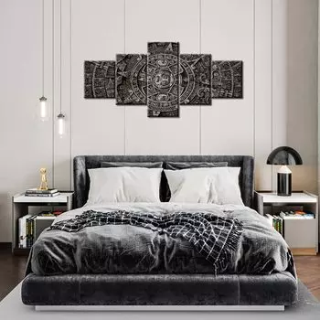 5 шт. мексиканский ацтекский календарь Календарь майя картины серого цвета премиум-качества в картинках HD печать домашний декор 5 панелей абстрактная стена 20x35 20x45 20x55cm