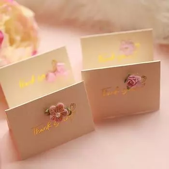 5 шт. Милая романтическая 3D розовая цветочная декоративная поздравительная открытка с золотой буквой праздничная универсальная открытка с благодарностью приглашение на свадьбу 105x71mm