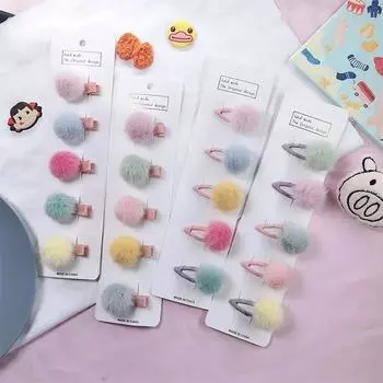 5 шт. милые детские заколки для волос помпоны конфетного цвета мини-заколки для маленьких девочек детские волосы маленькие детские головные уборы аксессуары