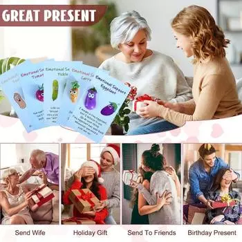 5 шт. милые карманные открытки с изображением солений, эмоциональная поддержка, соленья, помидоры, баклажаны, арахис