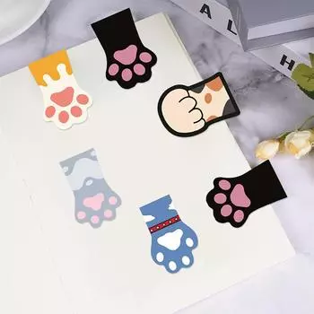 5 шт. Милые мультяшные закладки-магниты в виде кошачьих лапок и облаков, креативные складные держатели для страниц книг, студенческие канцелярские товары, подарки для учителей